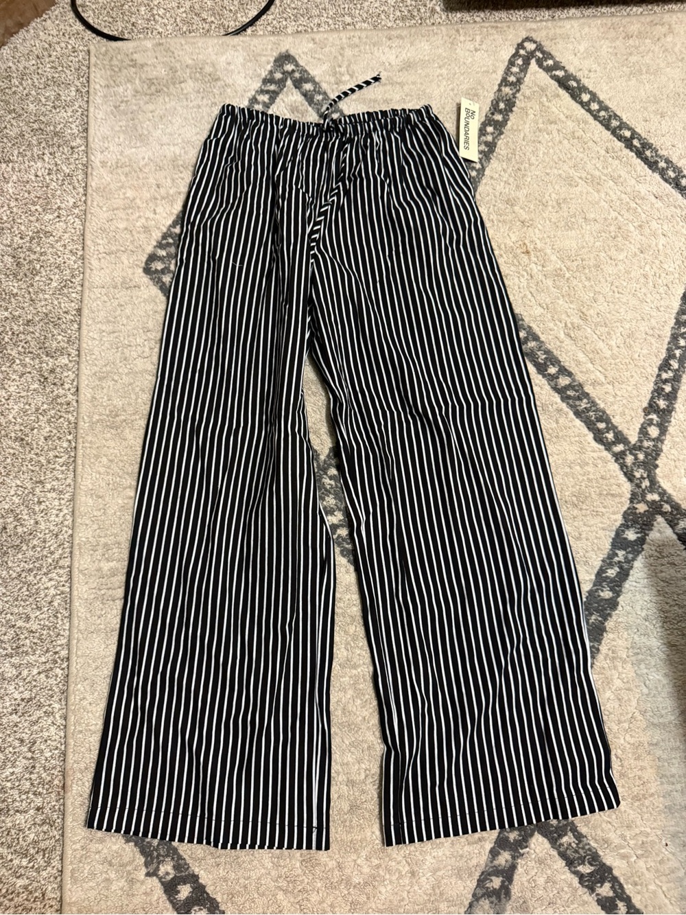 No Boundaries Black & White Vertical Stripe Wide Leg Pants
